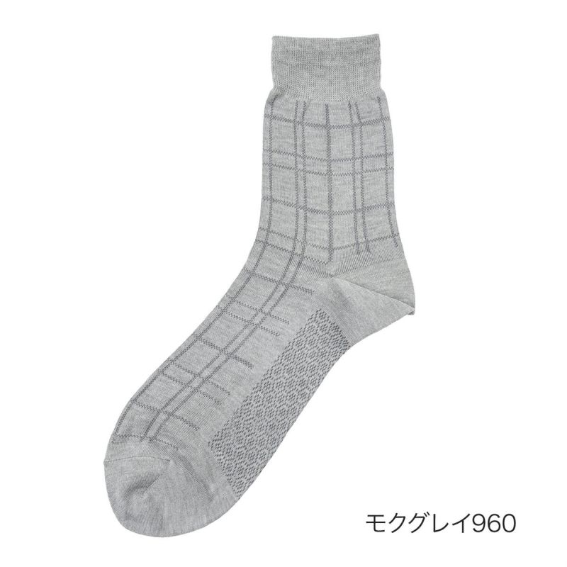 【満足】靴下冷感チェック柄ハーフ丈消臭抗菌防臭(33979W)