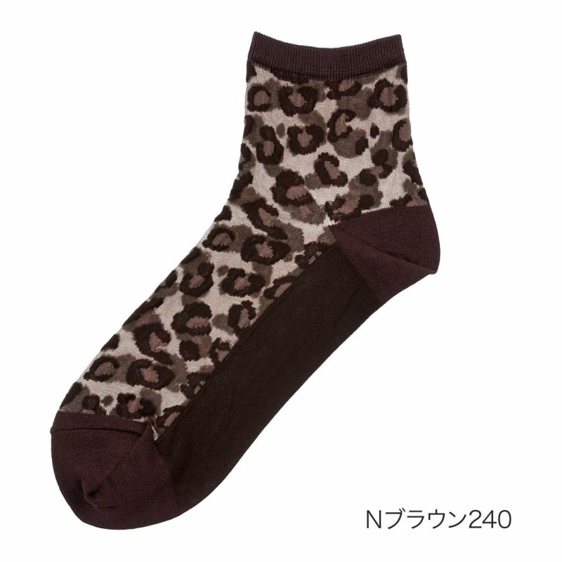 【マッキントッシュフィロソフィー】靴下シアーレオパード柄クルー丈(3107-203)
