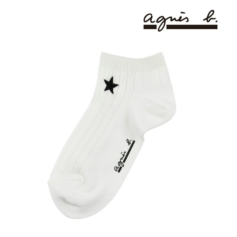 【agnesb.(アニエスベー)】靴下無地リブワンポイントスニーカー丈(3144-007)