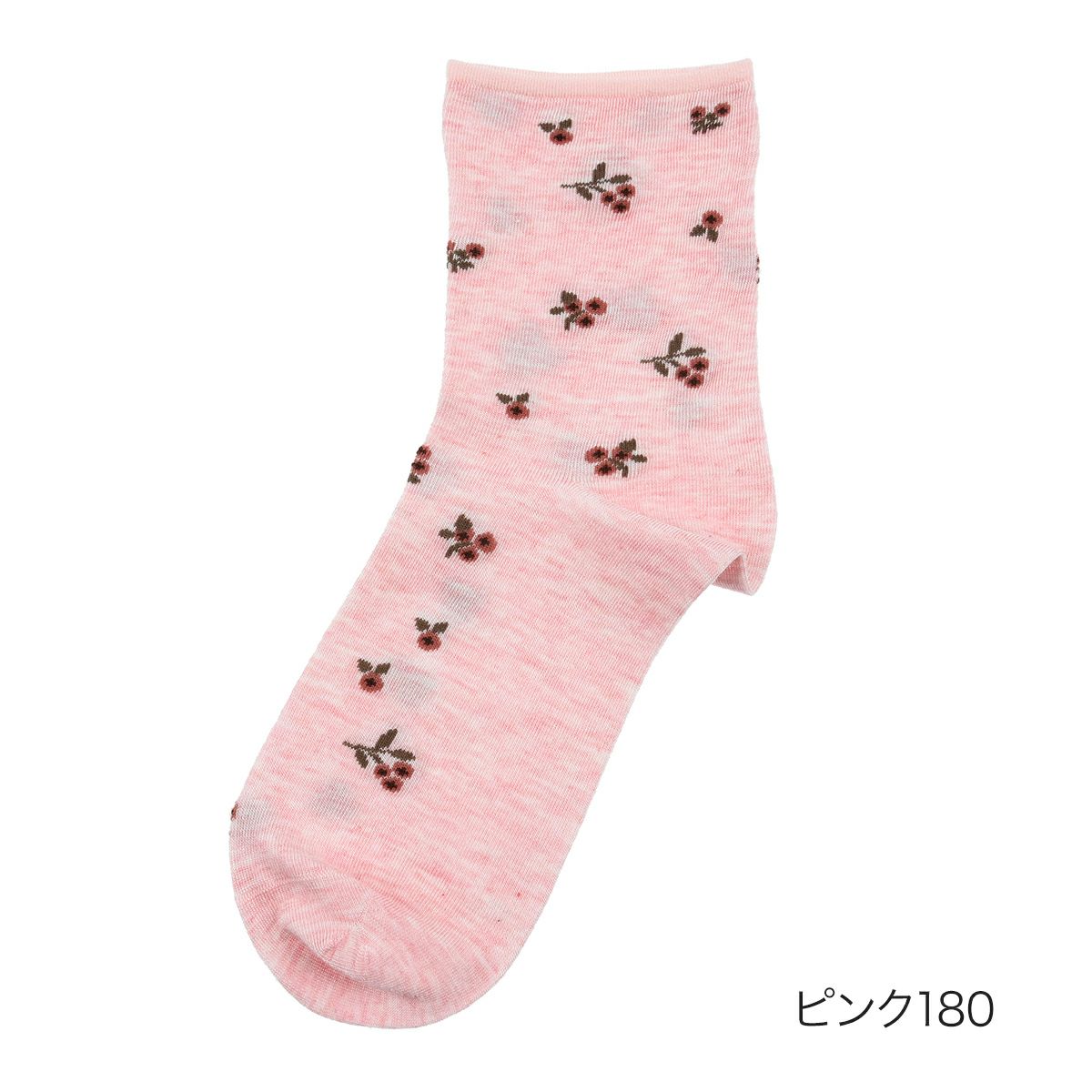 【満足：冷感】靴下花柄クルー丈レーヨンシルク(3145-42N)