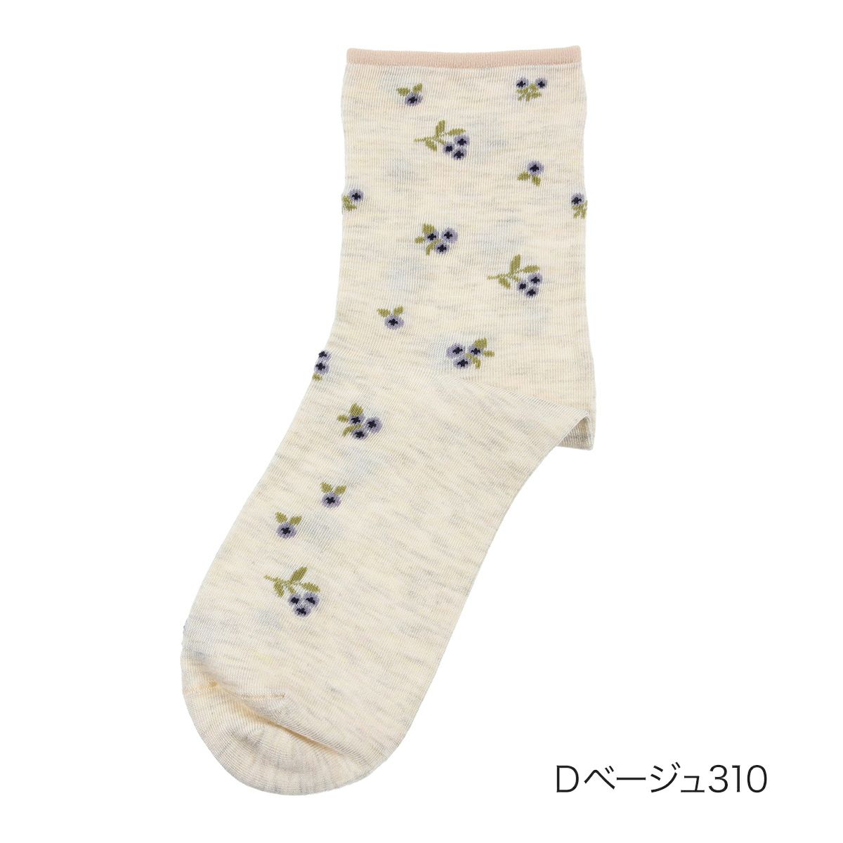 【満足：冷感】靴下花柄クルー丈レーヨンシルク(3145-42N)