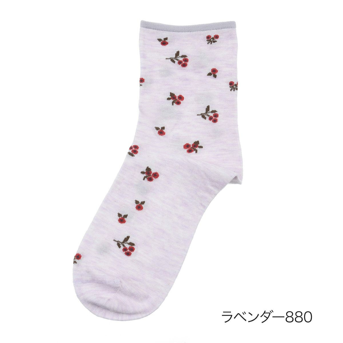 【満足：冷感】靴下花柄クルー丈レーヨンシルク(3145-42N)
