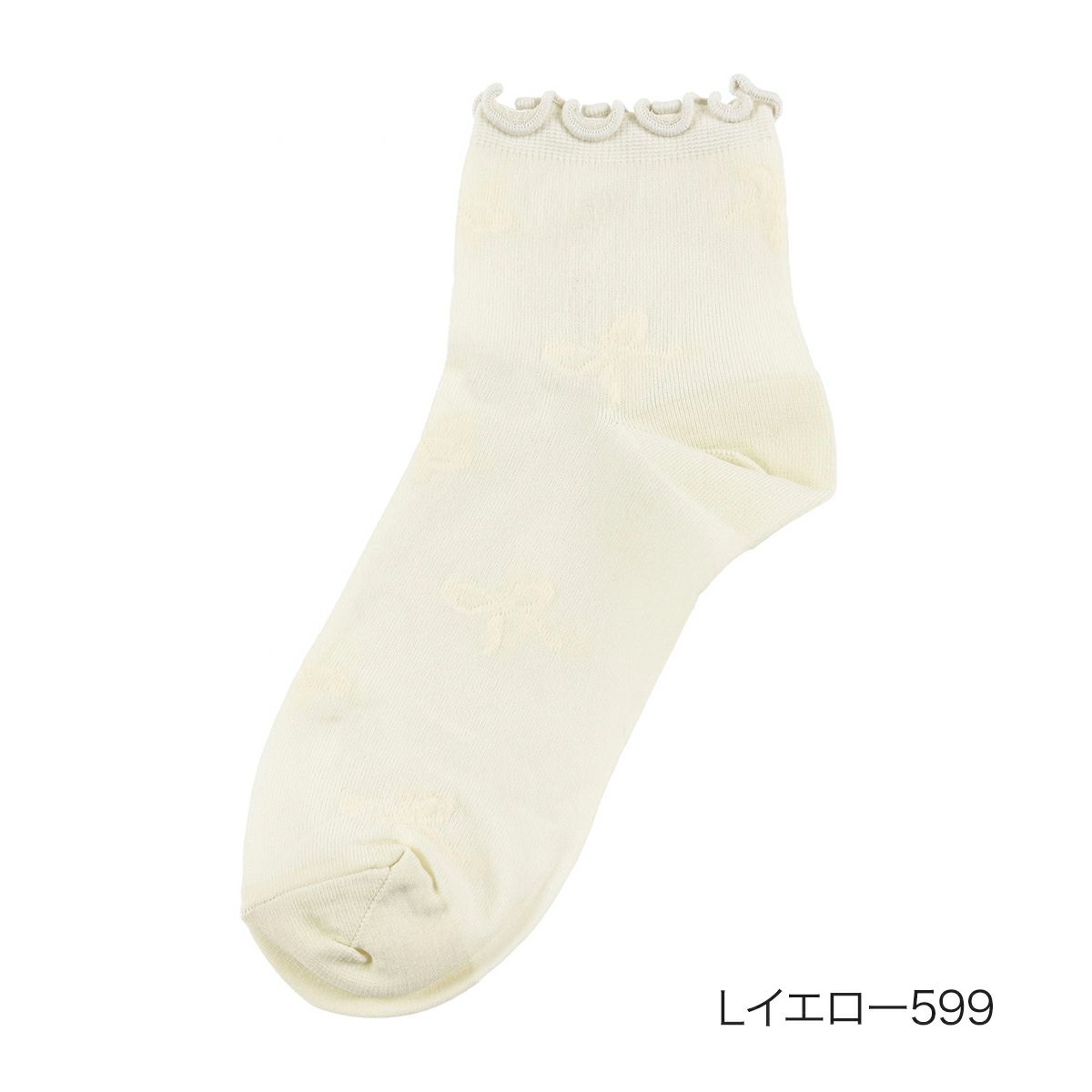 【fukuskeFUN(フクスケファン)】靴下femieuリボン柄ショート丈つま先かかと補強(3162-64N)