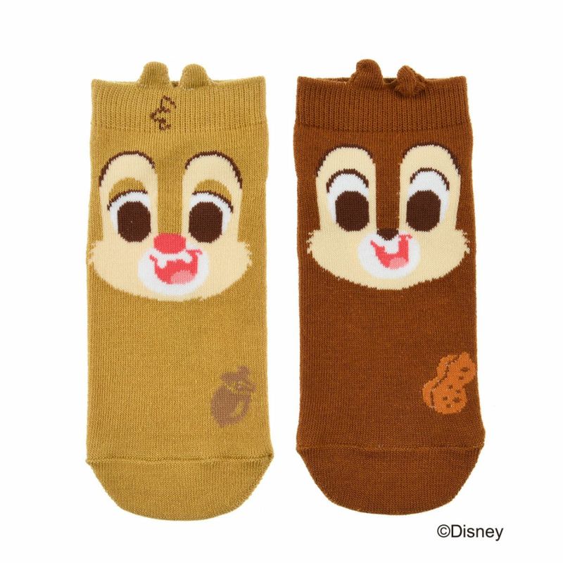 【ディズニー】靴下左右異柄スニーカー丈チップ(304-24A9)