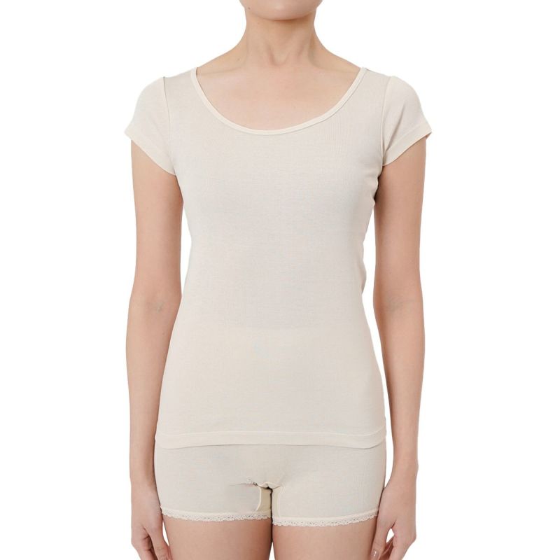 【満足】半袖シャツ綿100％なのにひんやり無地三分袖特殊防錆糸使用(37-2602)