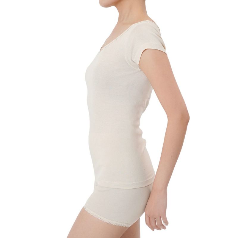 【満足】半袖シャツ綿100％なのにひんやり無地三分袖特殊防錆糸使用(37-2602)