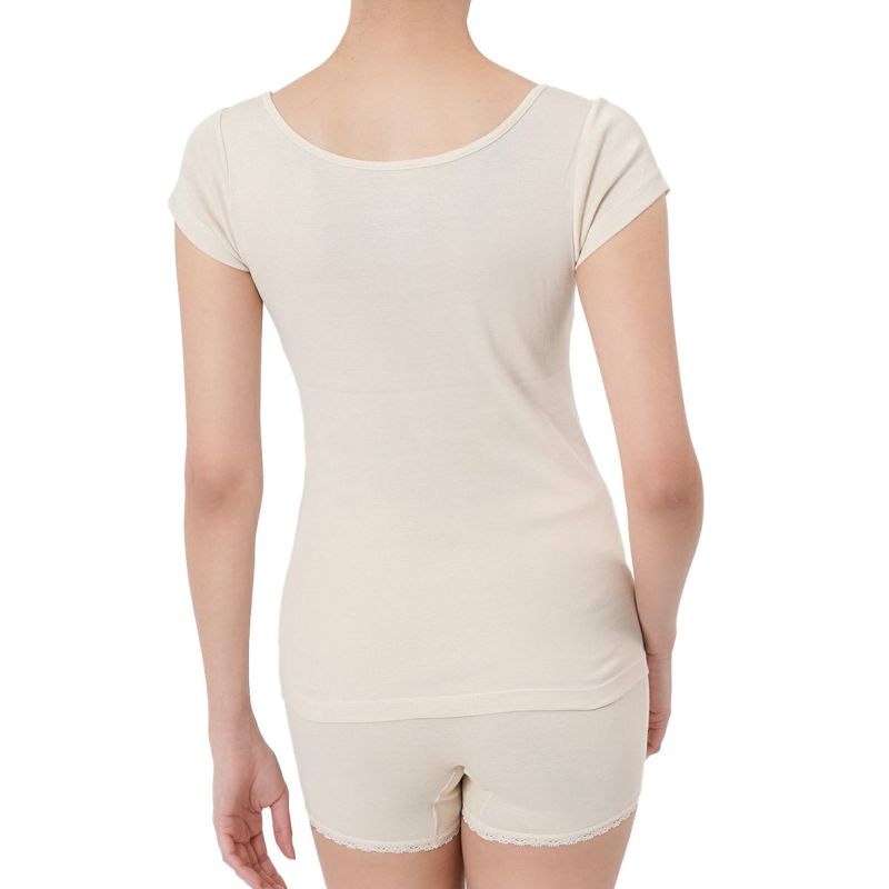 【満足】半袖シャツ綿100％なのにひんやり無地三分袖特殊防錆糸使用(37-2602)