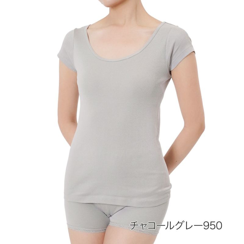 【満足】半袖シャツ綿100％なのにひんやり無地三分袖特殊防錆糸使用(37-2602)