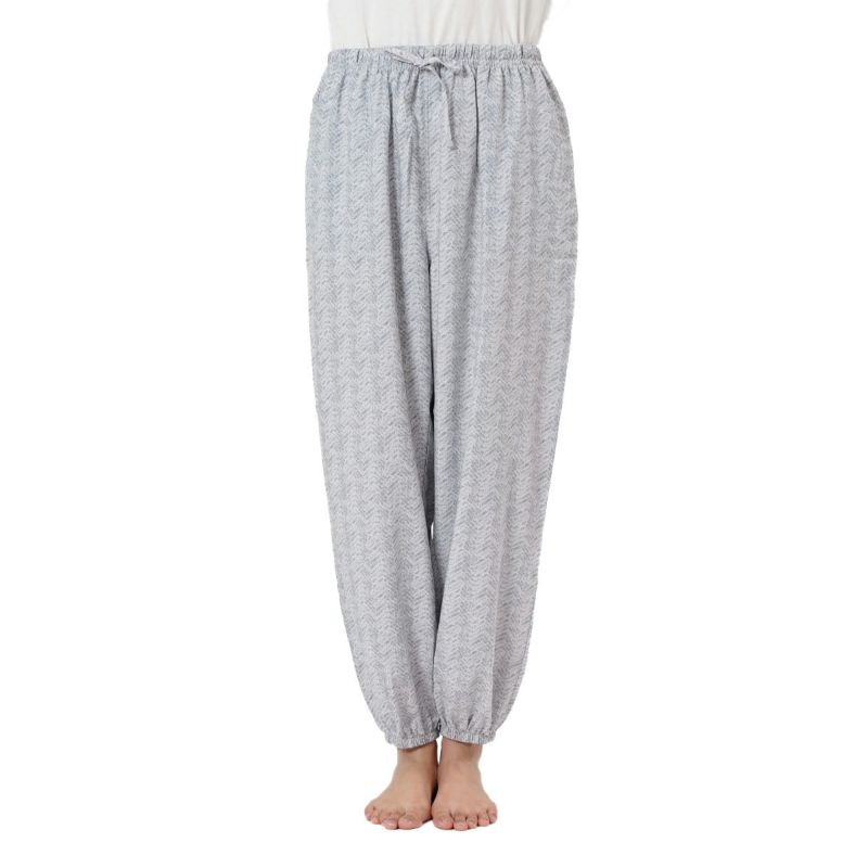 【fukuske(フクスケ)】ジョガーパンツヘリンボーン柄ボタニカル柄ジョガーパンツサイドポケット付き(RMP0042)