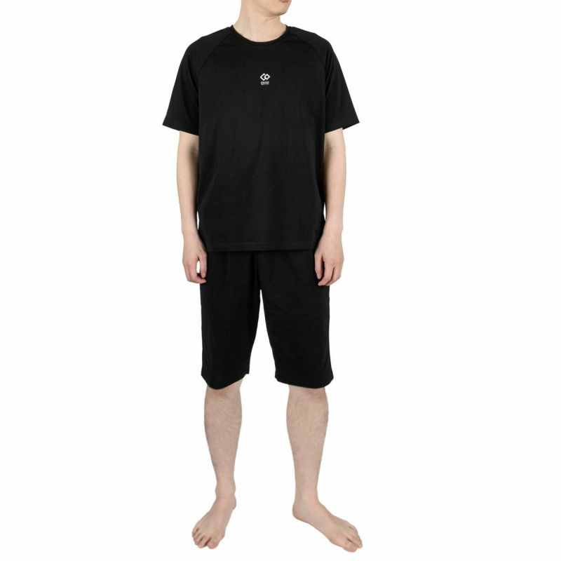 Colantotte(コラントッテ)：ACTIVE上下セット ルームウェア 無地 ワンポイント 上下セット ラグラン半袖 ハーフパンツ ストレッチメッシュ ウエストシャーリング(調節ひも有)(HRT-6001)