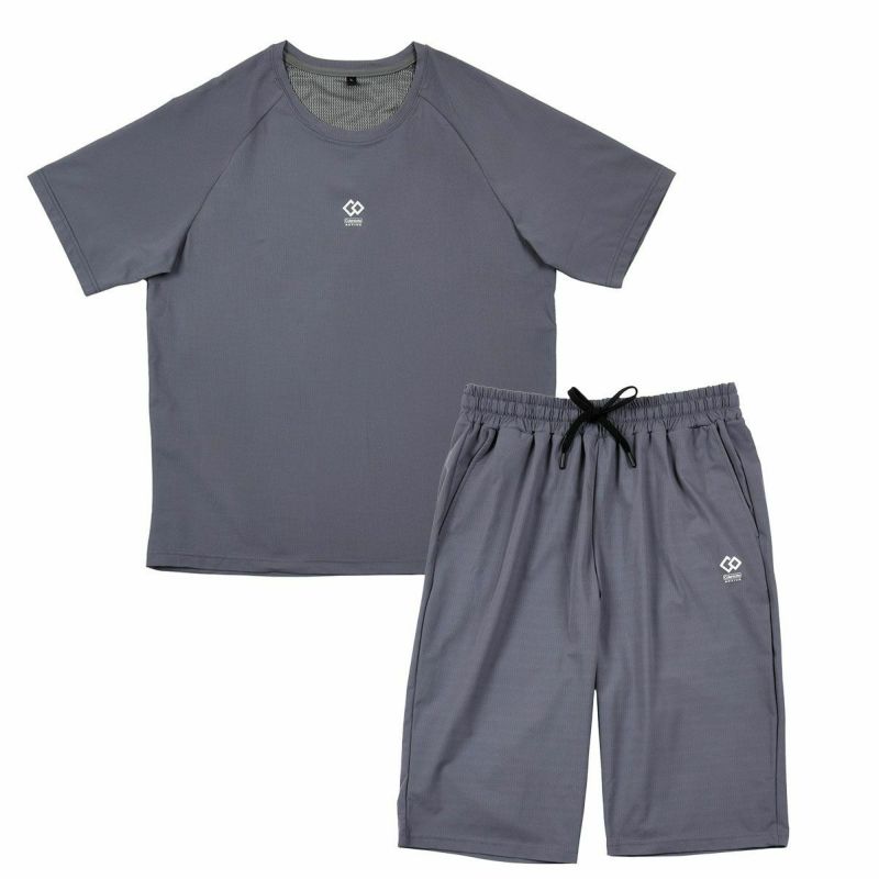 Colantotte(コラントッテ)：ACTIVE上下セット ルームウェア 無地 ワンポイント 上下セット ラグラン半袖 ハーフパンツ ストレッチメッシュ ウエストシャーリング(調節ひも有)(HRT-6001)