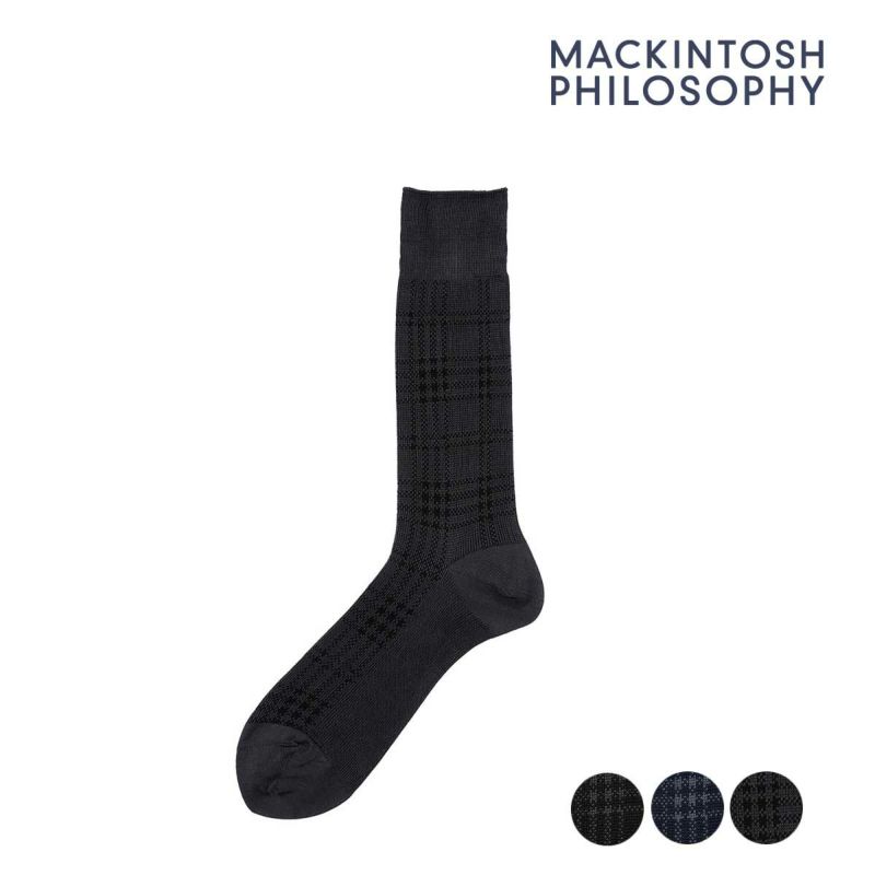 マッキントッシュフィロソフィー靴下チェック柄クルー丈(2M058)