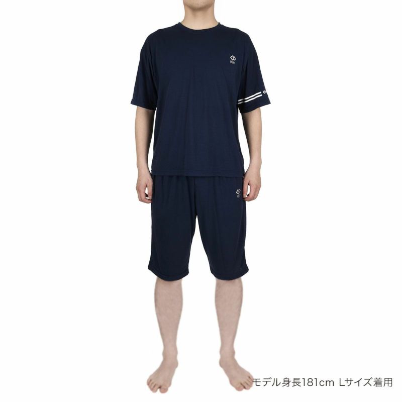 Colantotte(コラントッテ)：ACTIVEルームウェア無地ワンポイントライン上下セット半袖ハーフパンツ天竺編み(HRT-6002)