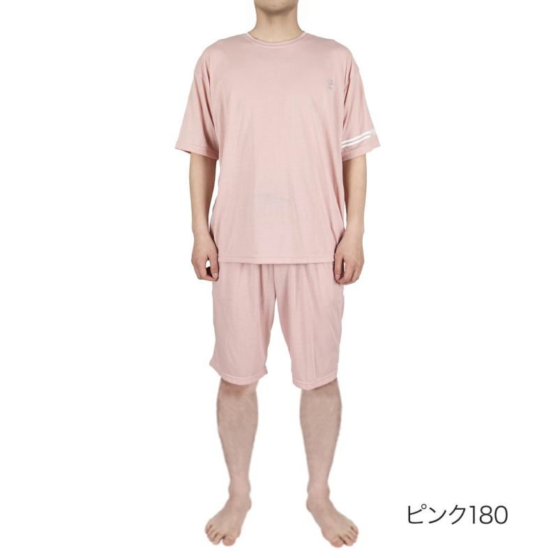 Colantotte(コラントッテ)：ACTIVEルームウェア無地ワンポイントライン上下セット半袖ハーフパンツ天竺編み(HRT-6002)