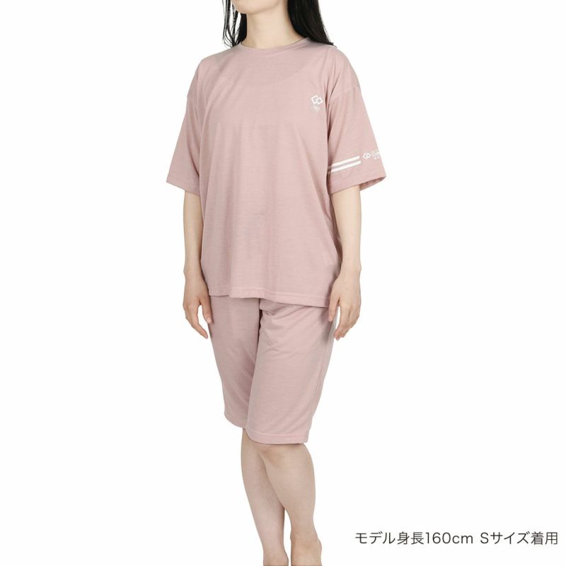 Colantotte(コラントッテ)：ACTIVEルームウェア無地ワンポイントライン上下セット半袖ハーフパンツ天竺編み(HRT-6002)