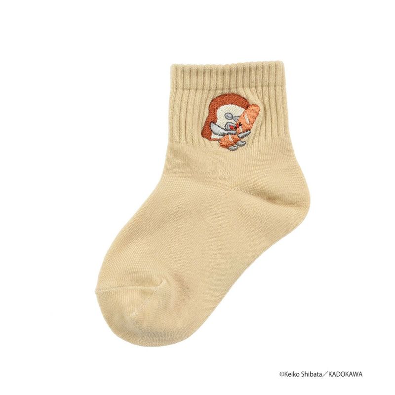 【パンどろぼう】 靴下 無地 刺繍 ショート丈 (369-25A6)