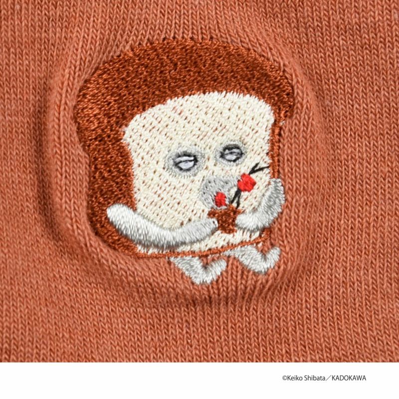 【パンどろぼう】 靴下 無地 刺繍 クルー丈 (369-25A7)