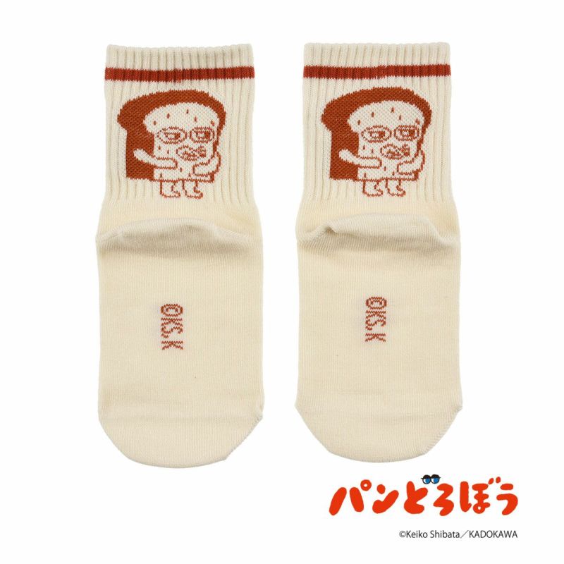 【パンどろぼう】 靴下 無地 バックデザイン クルー丈 アメリブ(369-25A8)