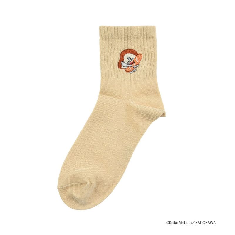 【パンどろぼう】 靴下 無地 刺繍 ショート丈 (369-25B6)