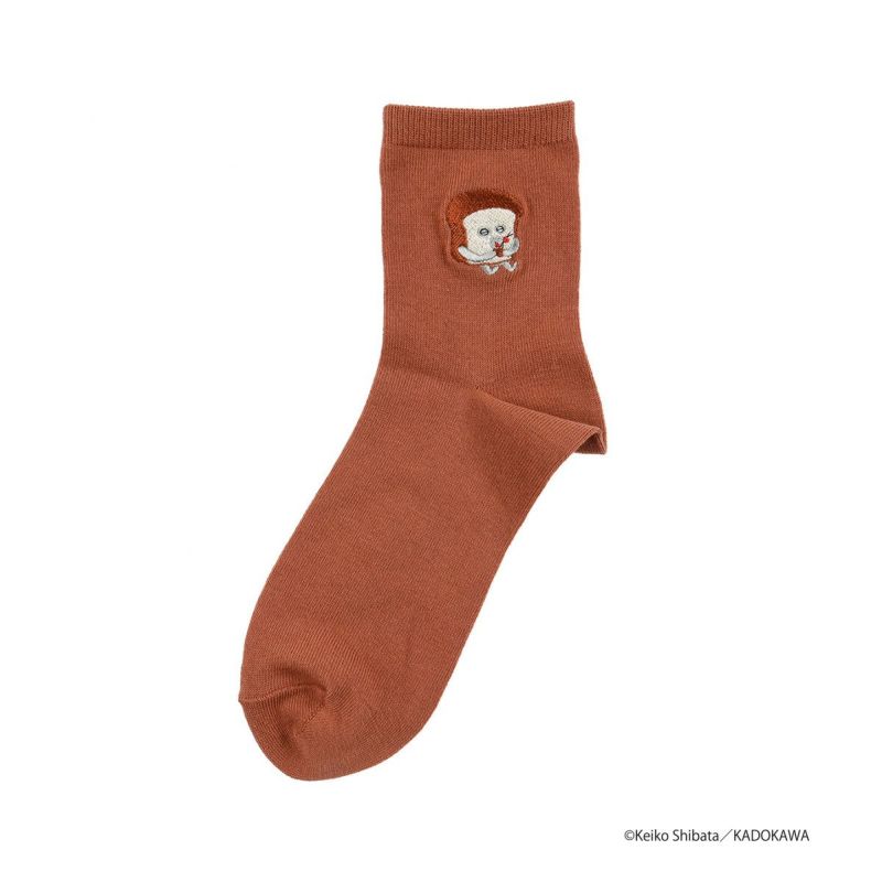 【パンどろぼう】 靴下 無地 刺繍 クルー丈 (369-25B7)