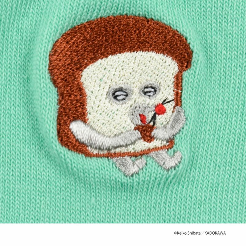 【パンどろぼう】 靴下 無地 刺繍 クルー丈 (369-25B7)