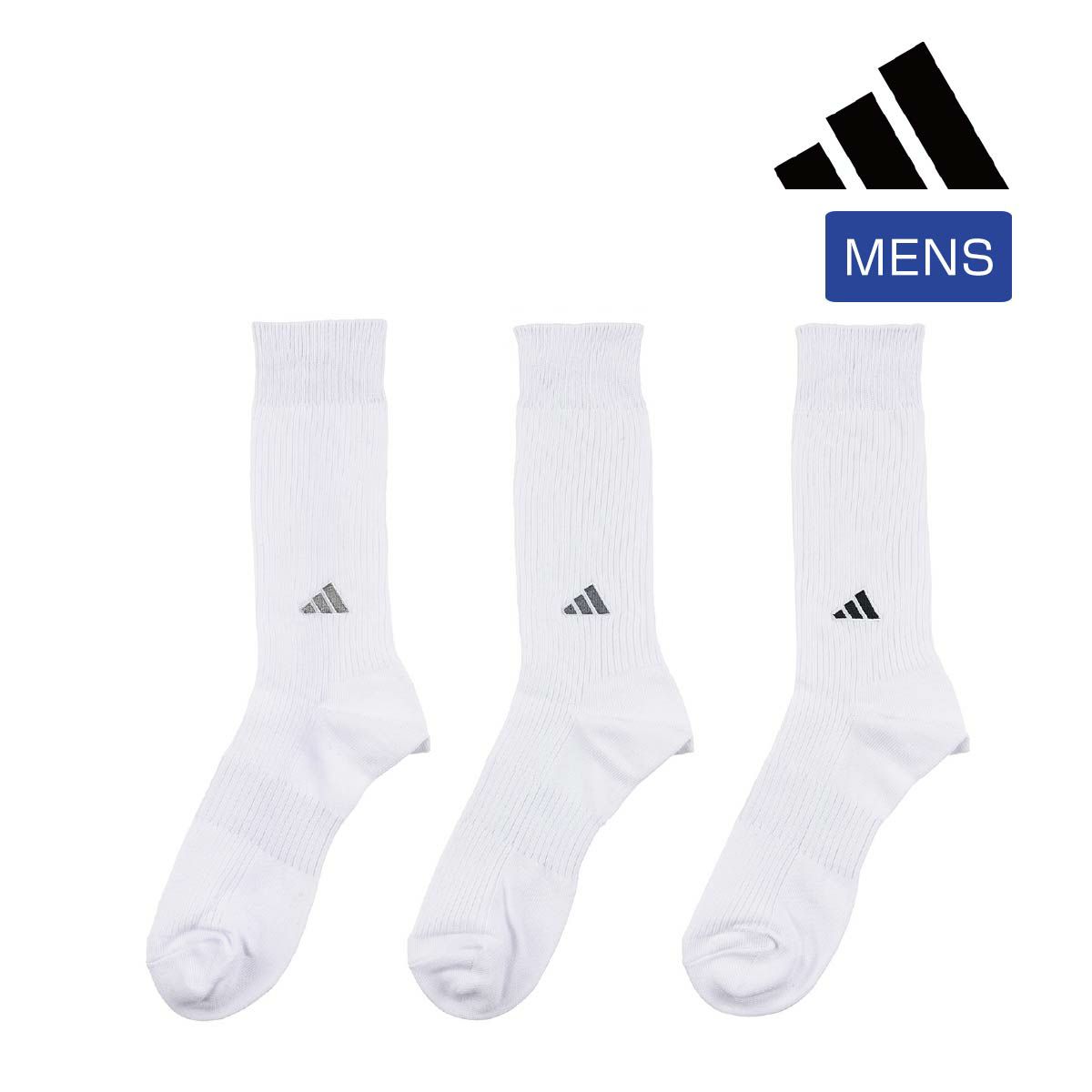 adidas(アディダス)】3足組 靴下 BASIC 無地 ロゴ クルー丈 土踏まず
