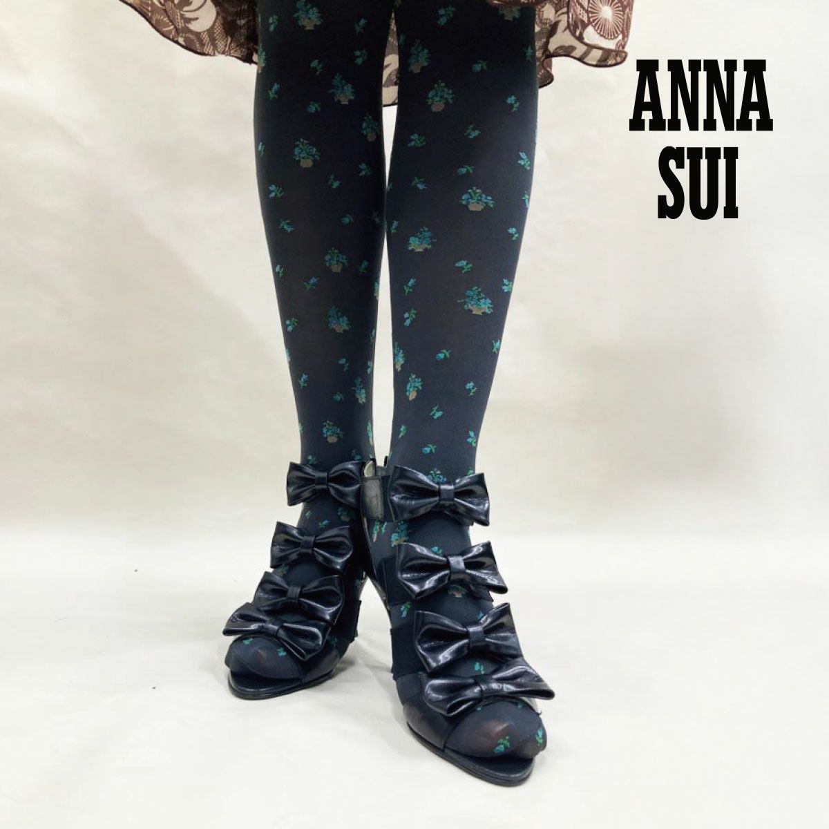 ANNA SUI(アナスイ)】 タイツ フローティングフラワーポット ネーム